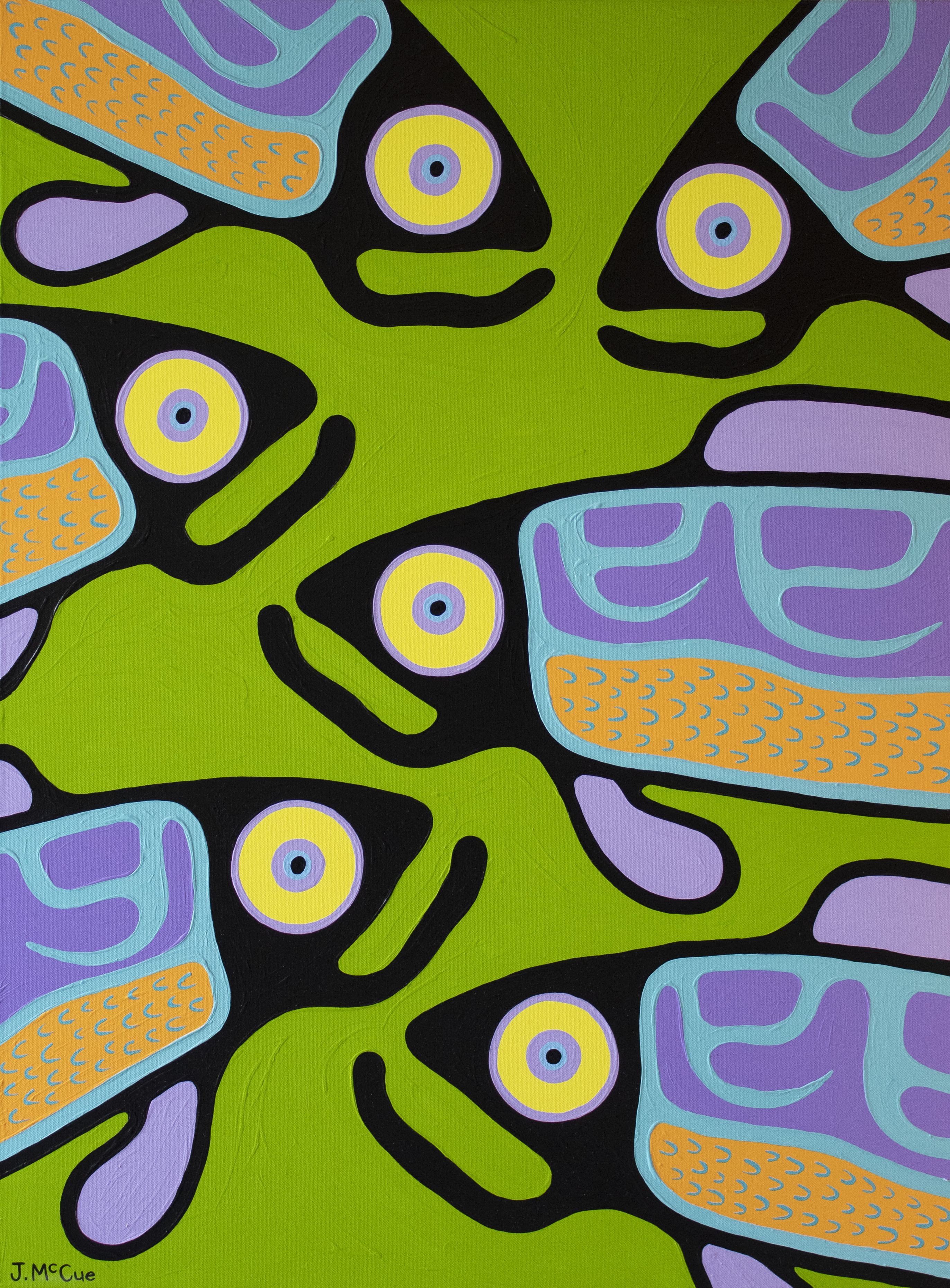 “Campbell Valley Salmon” Acrylic on canvas 40” x 30” stretched