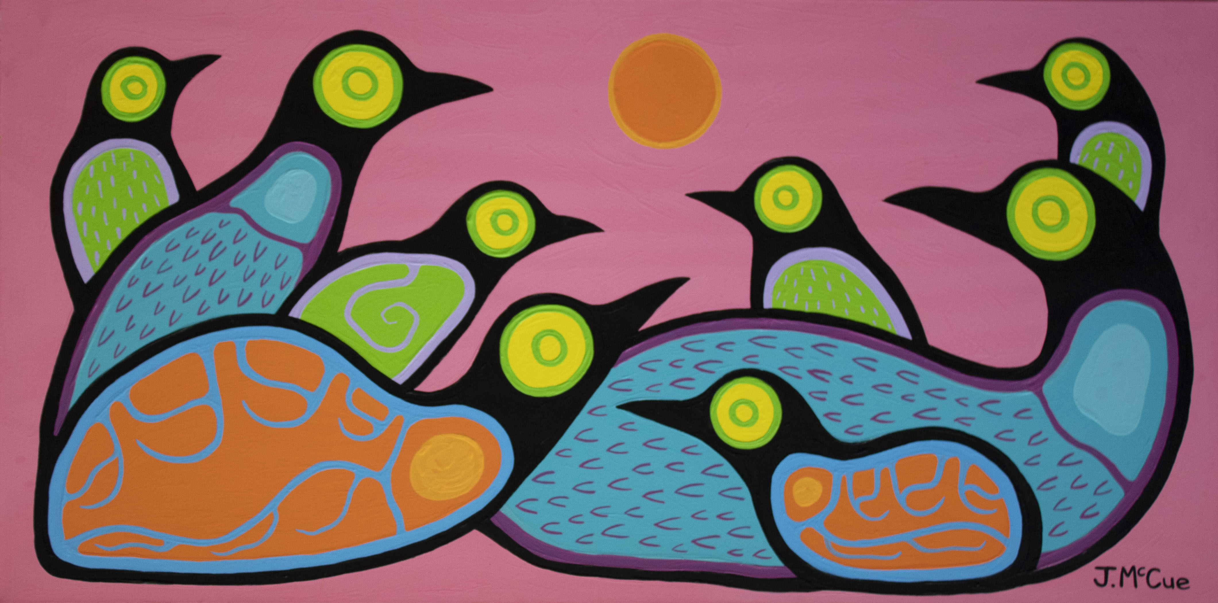 “Roosting” Acrylic on canvas 18” x 36” stretched