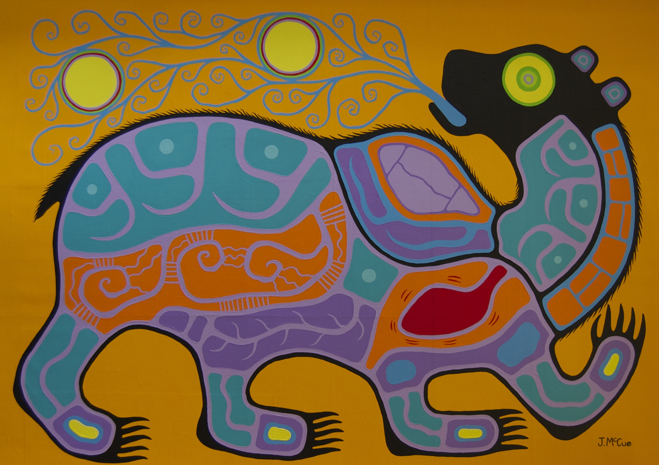 “Bear Breathing Portals” Acrylic on canvas 54” x 72” unstretched