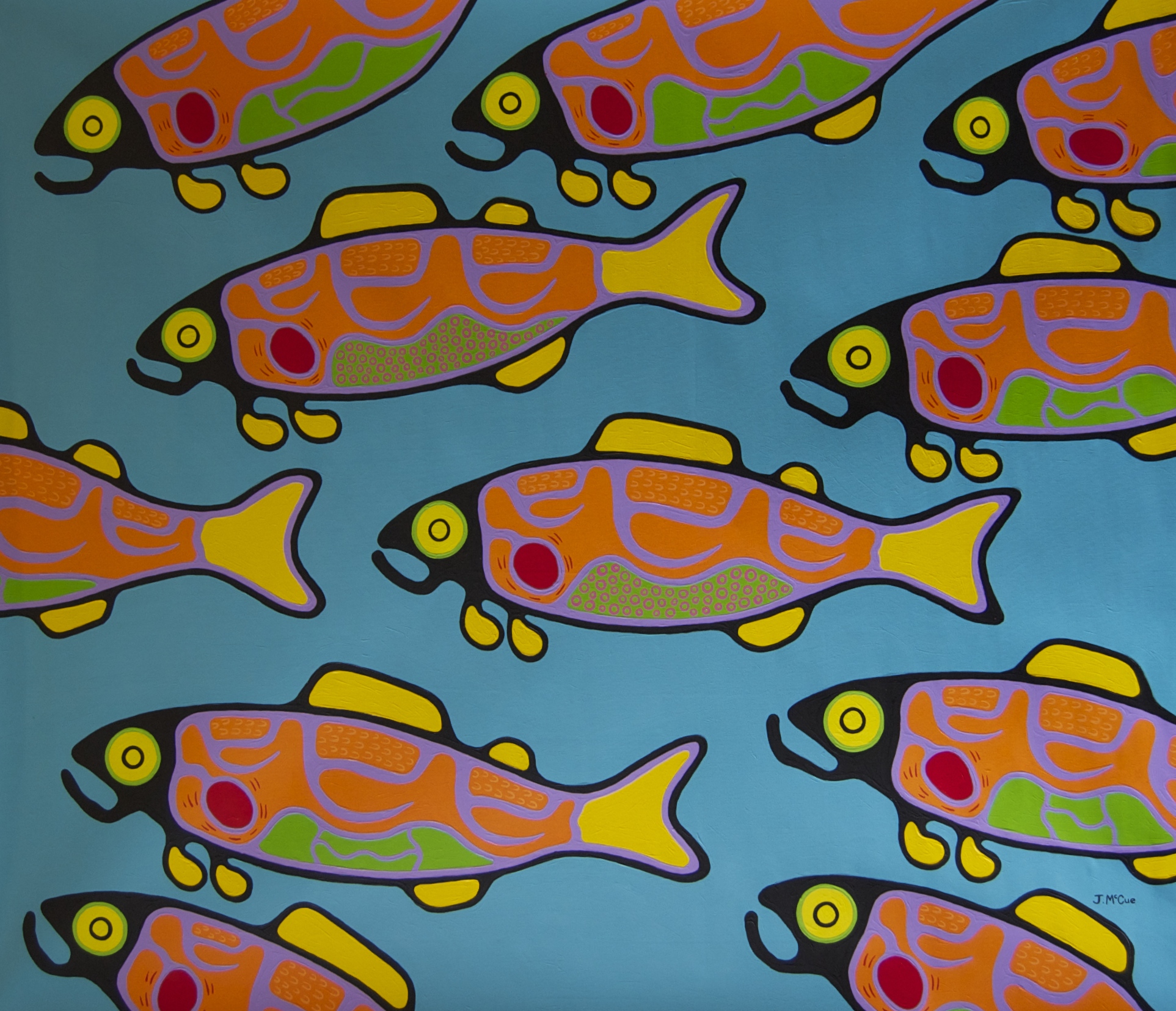 “Spawning Chinook Salmon” Acrylic on canvas 61” x 72” unstretched
