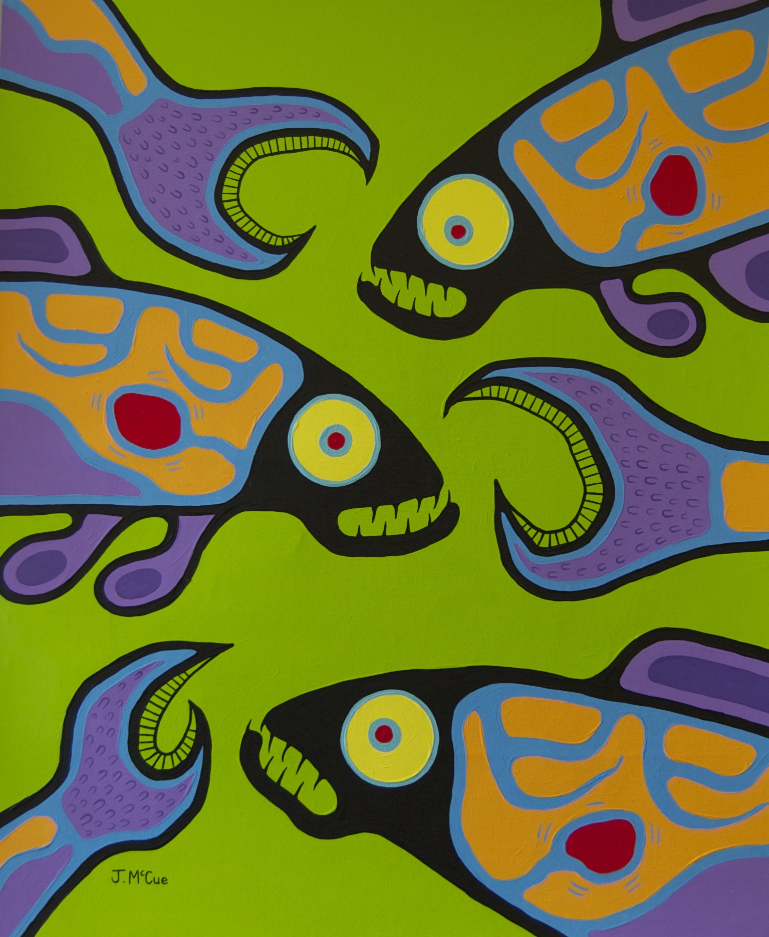 “Spawning Coho” Acrylic on canvas 45” x 36” unstretched